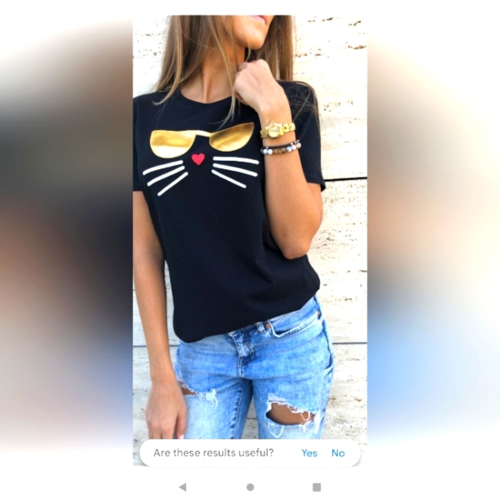 Karl Lagerfeld Women's Choupette Cat WhiskersBlack Short Sleeve T-Shirt | Large